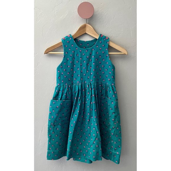 Heartstrings Other - Vintage Girls Green Floral Corduroy Sleeveless Dress
